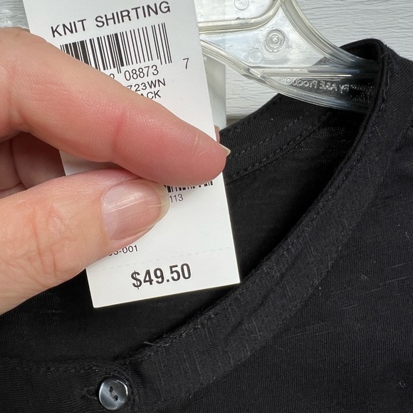 NWT Style & Co. Easy Black Cotton Henley Long Sleeve Top - Picture 4 of 5